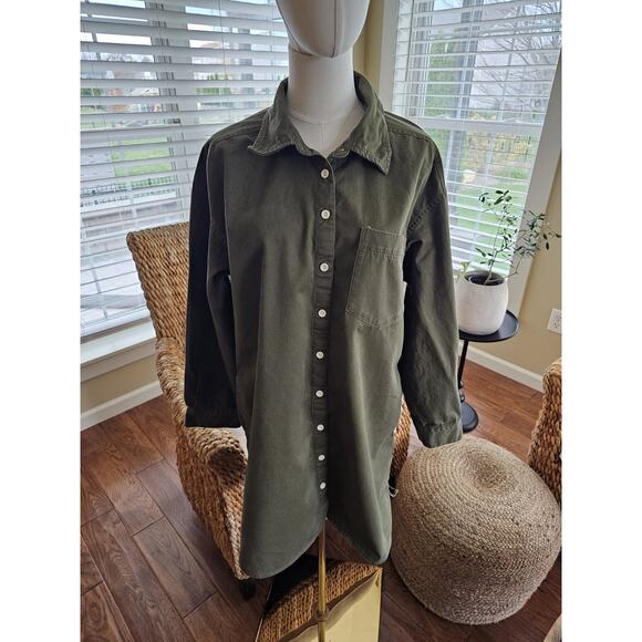 Madewell Dresses & Skirts - Madewell Mini Shirtdress Women's Size L Loeden Green Pockets Utility